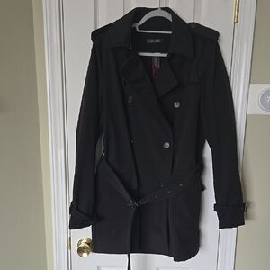 Women's Black Double-Breasted Water Repellant Trench Coat